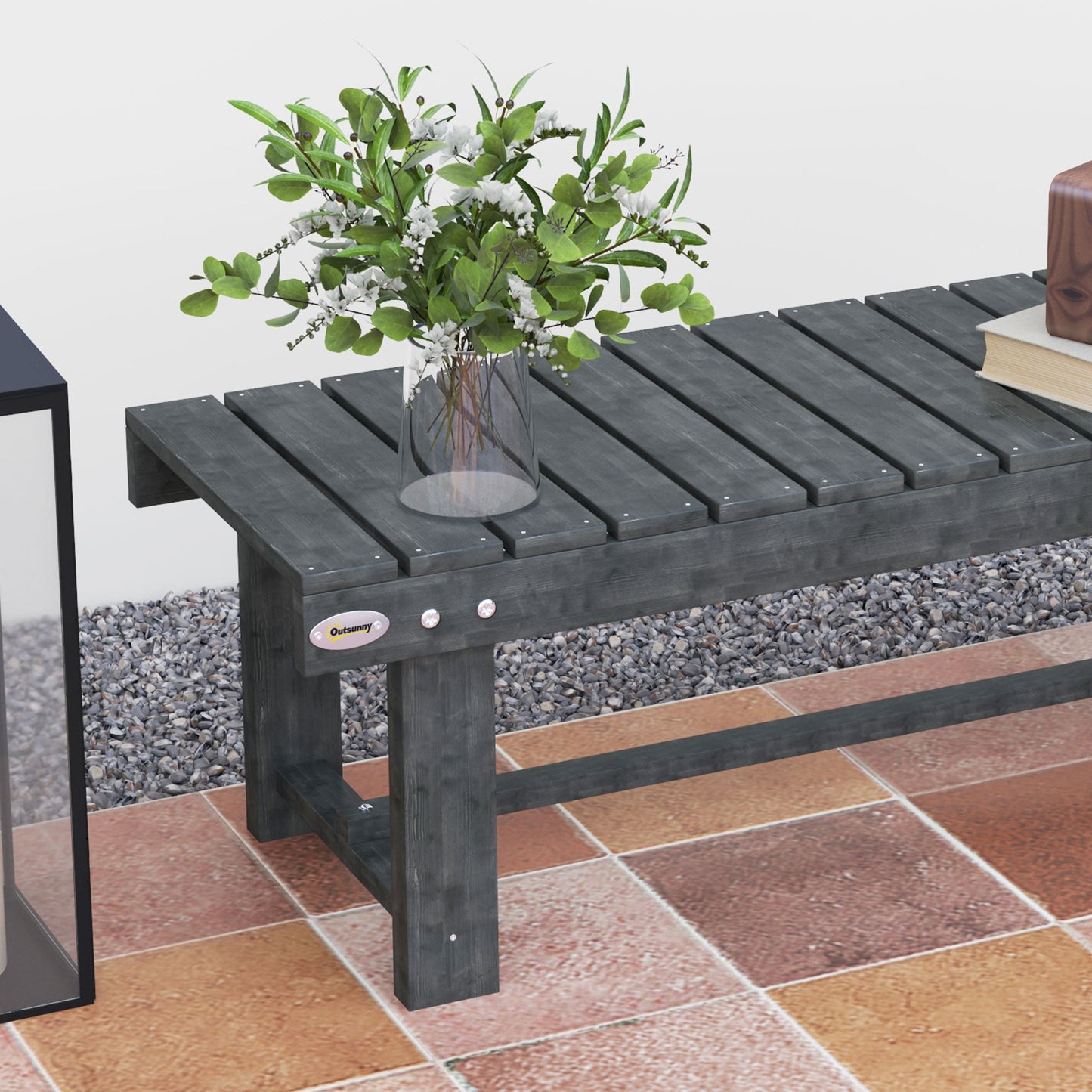 Outsunny 1.1M Outdoor Garden Bench Patio Loveseat Fir Wood 2 Person