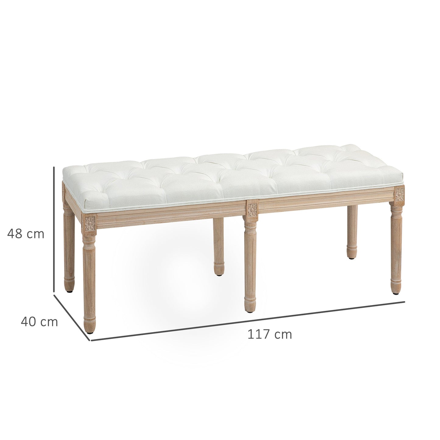 HOMCOM End of Bed Bench, Upholstered Bedroom Bench, Cream White