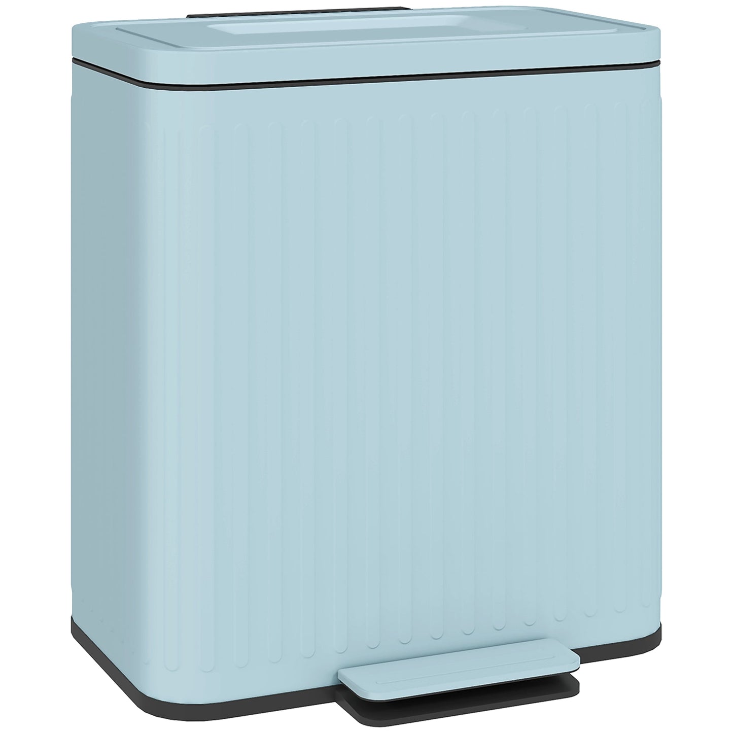 HOMCOM 2 x 20L Double Rubbish Bin, Pedal Bin with Soft-Close Lid, Light Green
