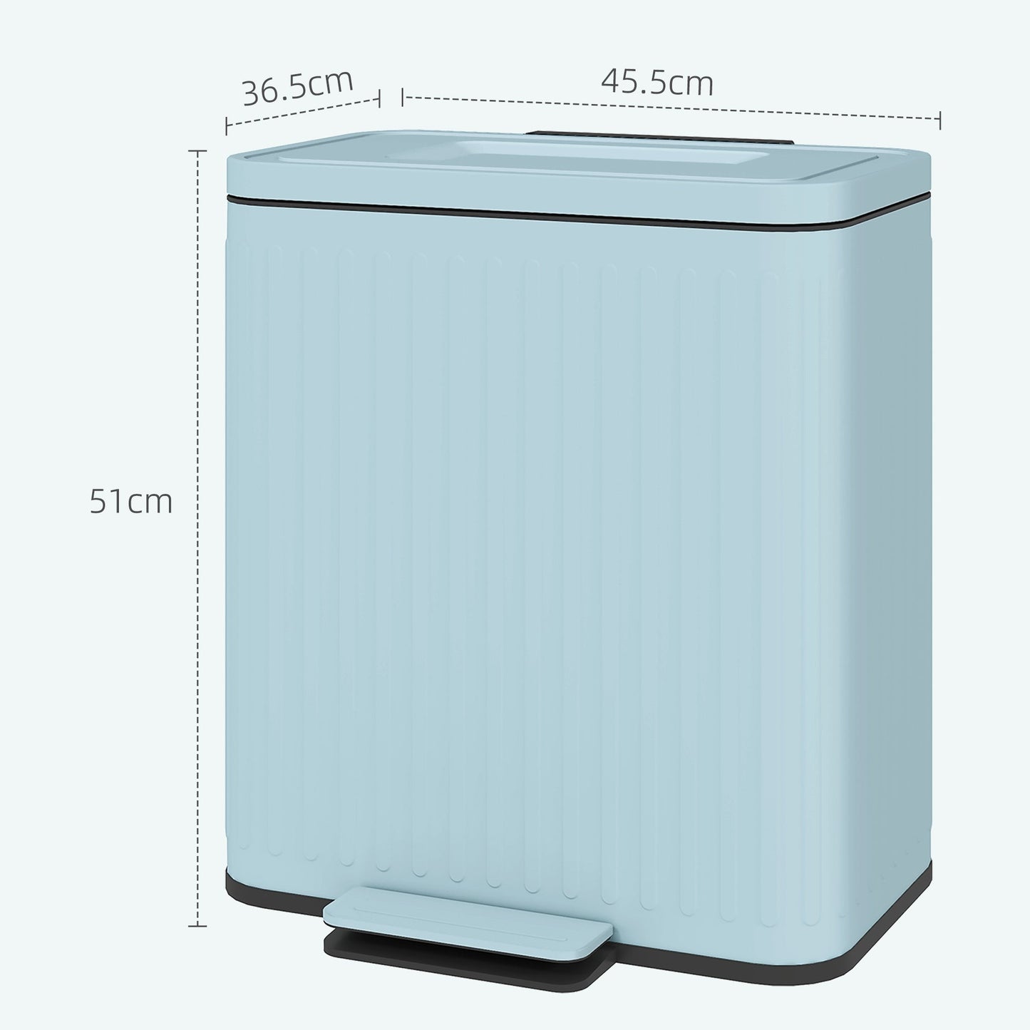 HOMCOM 2 x 20L Double Rubbish Bin, Pedal Bin with Soft-Close Lid, Light Green