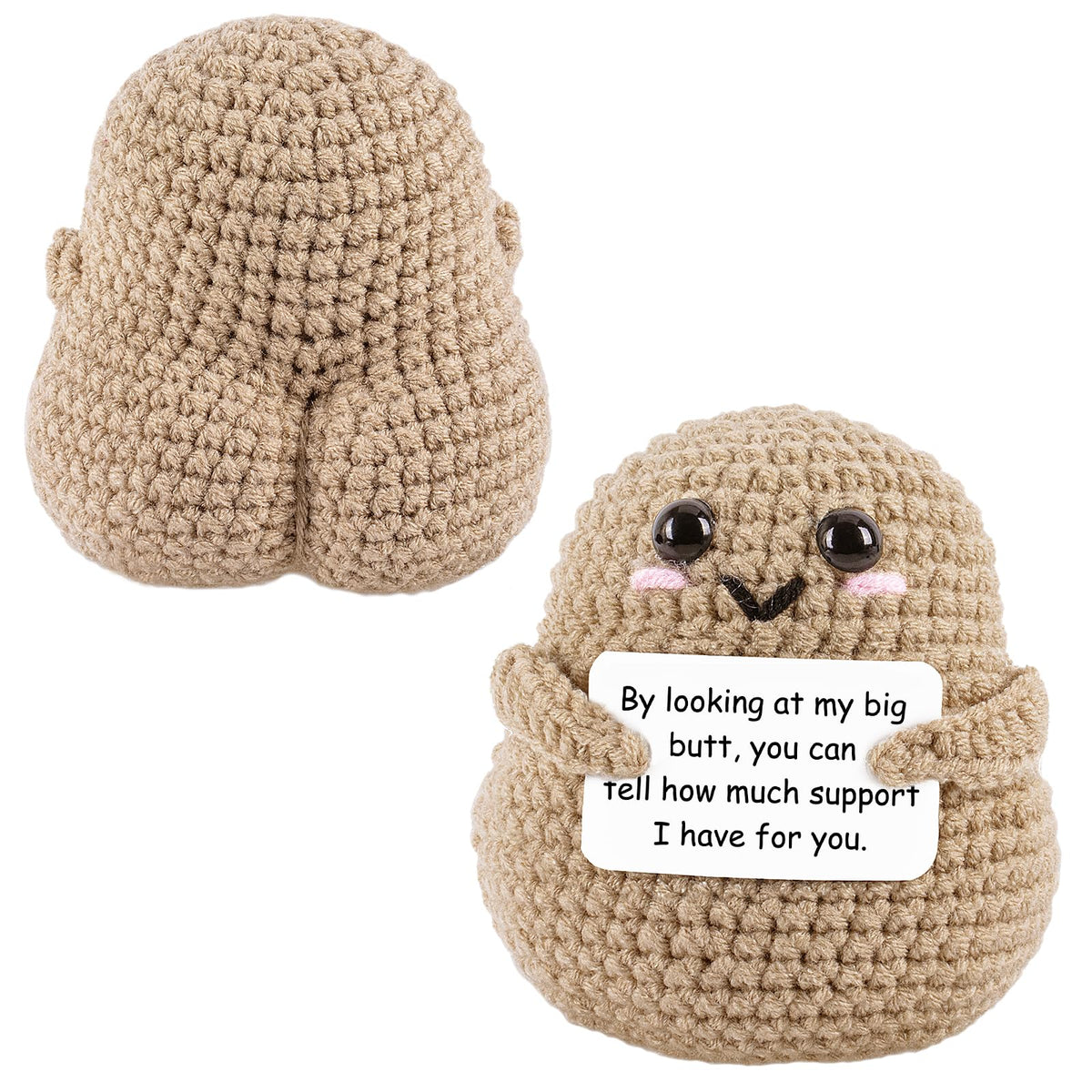 A AIFAMY Big Butt Potato – Funny Crochet Potato with Positivity Card | Gag Gifts