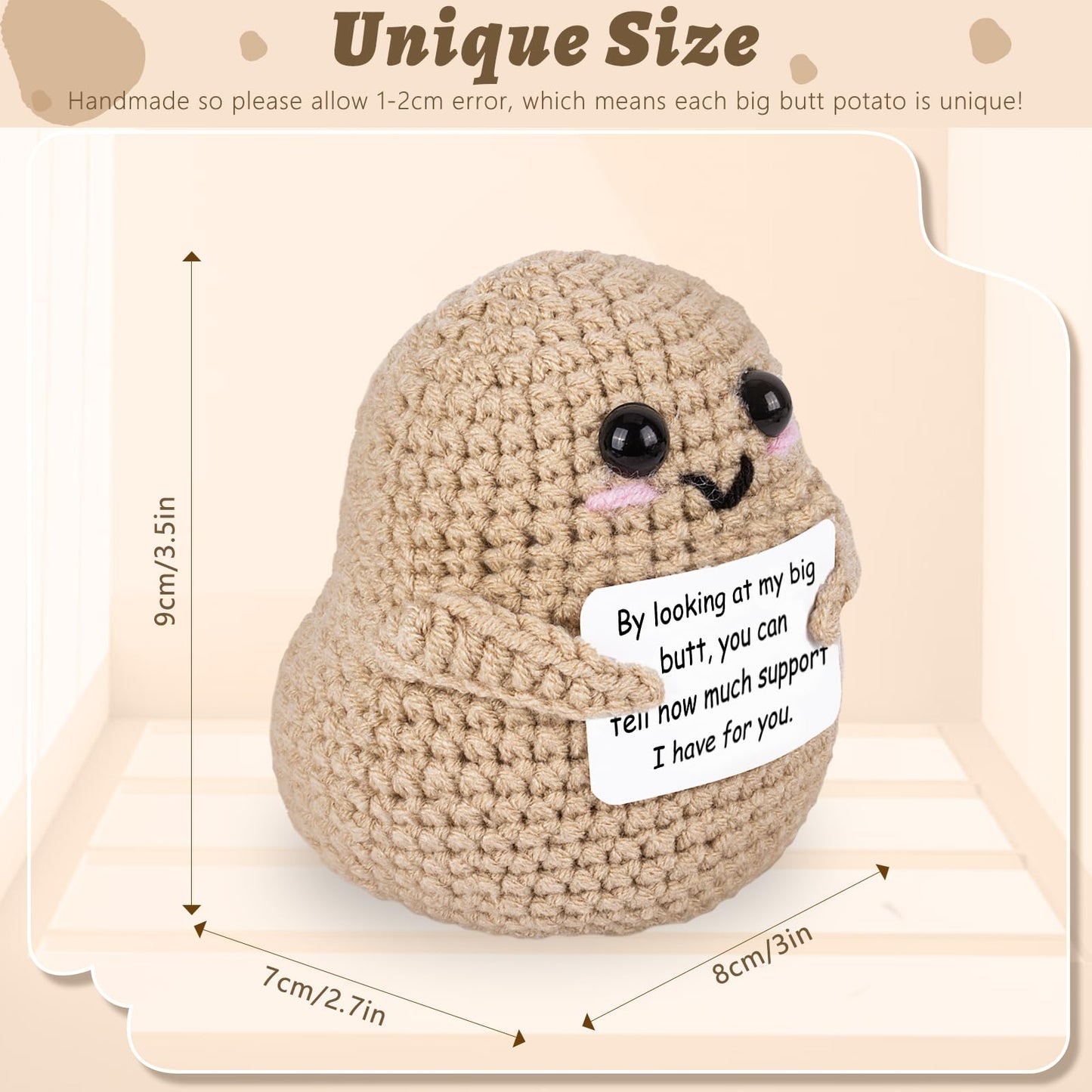 A AIFAMY Big Butt Potato – Funny Crochet Potato with Positivity Card | Gag Gifts
