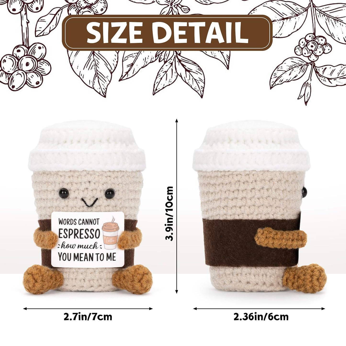 A AIFAMY Positive Coffee Crochet Doll – Cute Gift for Friends & Teachers