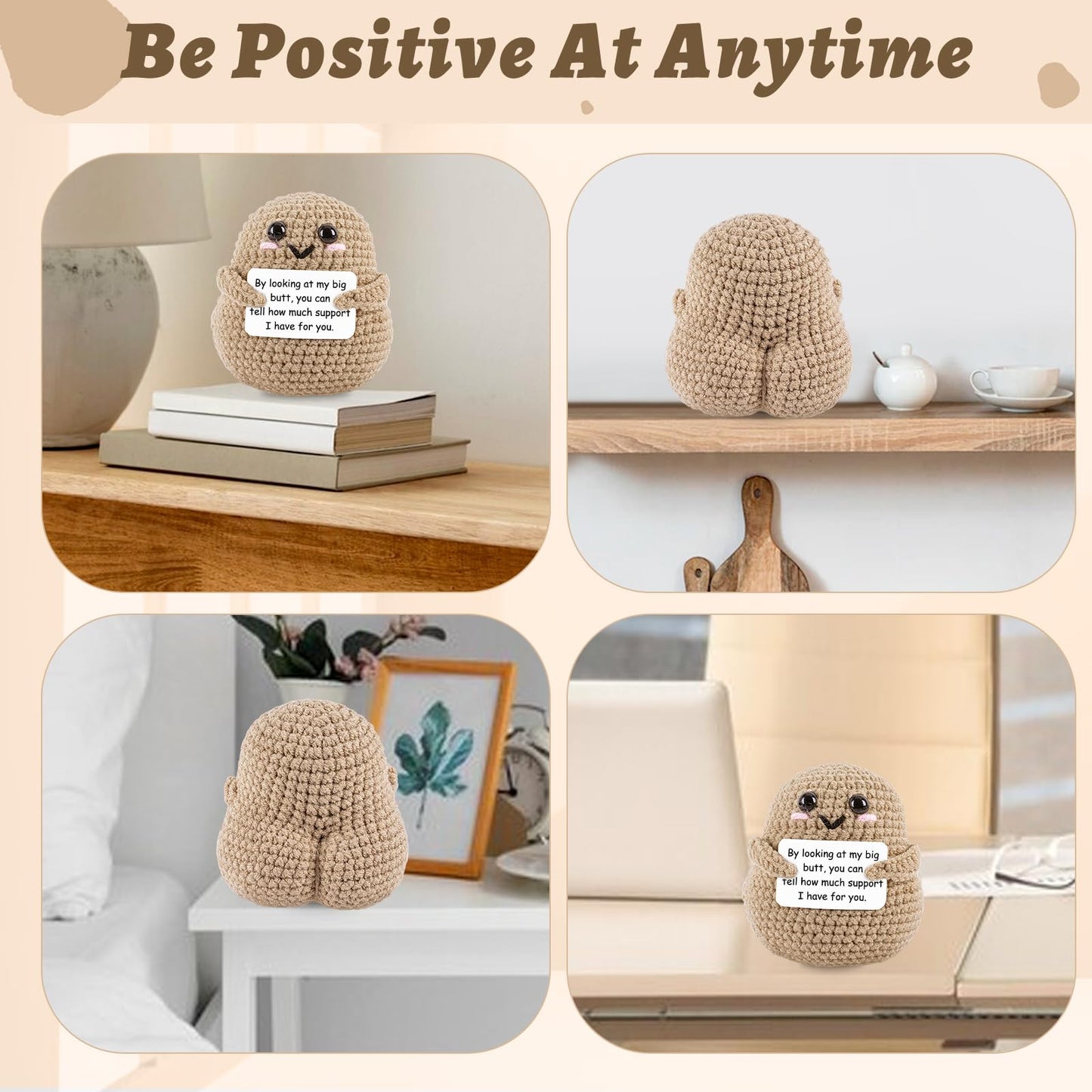 A AIFAMY Big Butt Potato – Funny Crochet Potato with Positivity Card | Gag Gifts