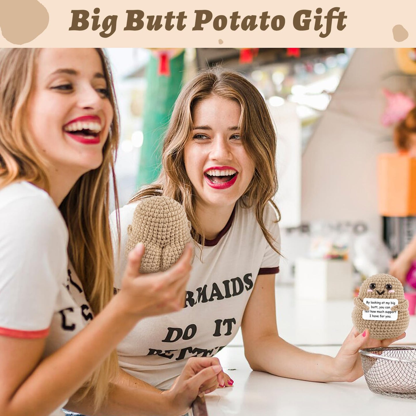 A AIFAMY Big Butt Potato – Funny Crochet Potato with Positivity Card | Gag Gifts