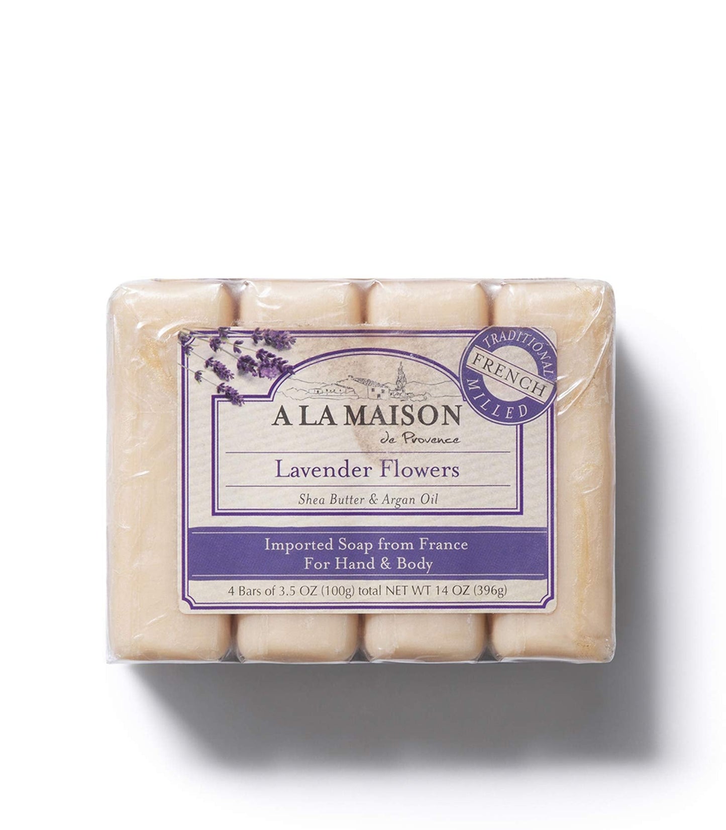 A LA MAISON Lavender Aloe Bar Soap – Triple French Milled Moisturizing Bar (4 x 3.5 oz)