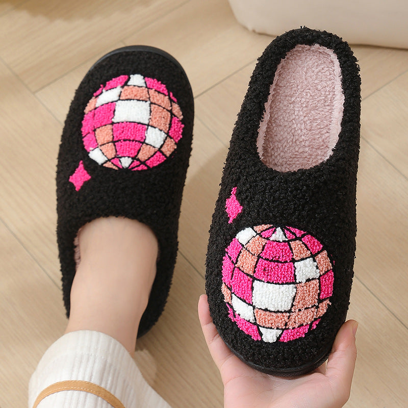 Comfortable Home Warm Cartoon Embroidered Balloon Cotton Slippers