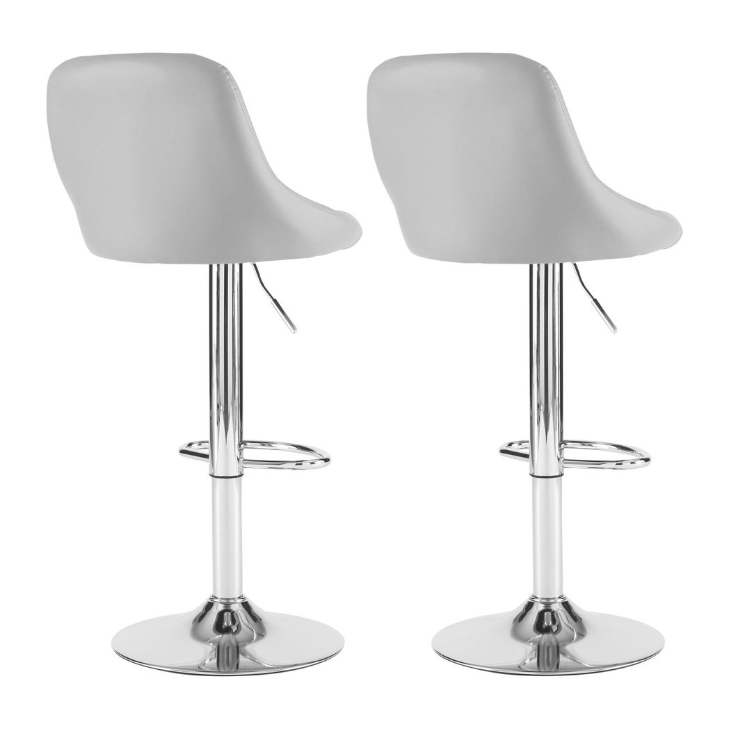 Neo Set of Two Grey Leather Bar Stools