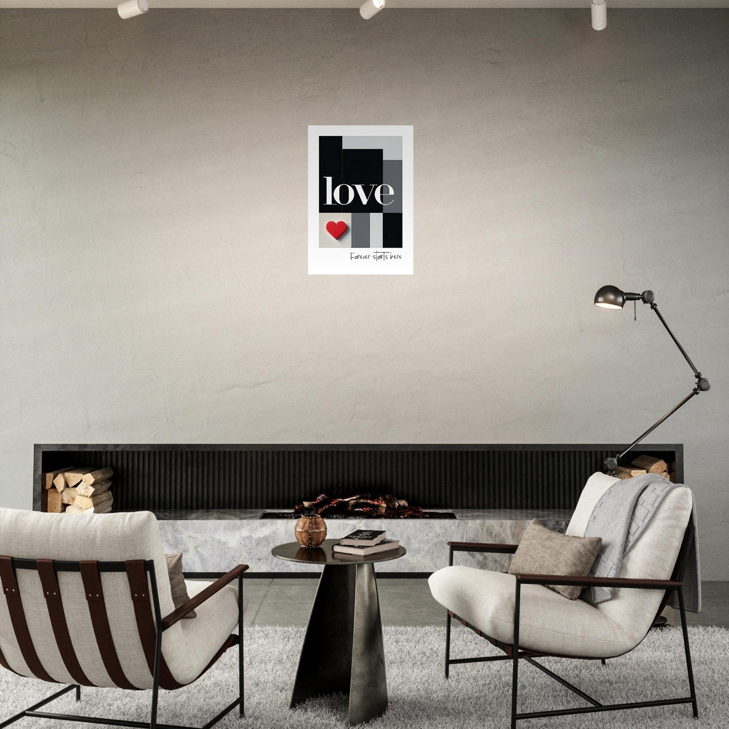 Minimalist Romantic Wall Art - Forever Starts Here Love Poster