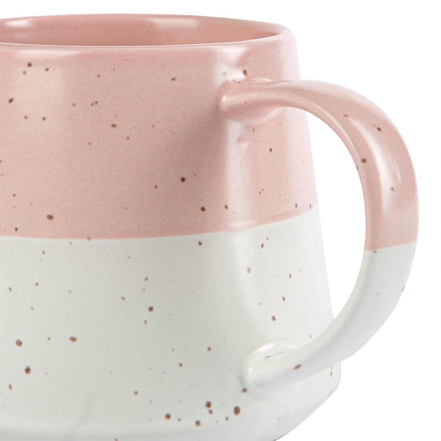 370ml Pink Colour Block Flecked Stoneware Belly Mugs - Pack of Four