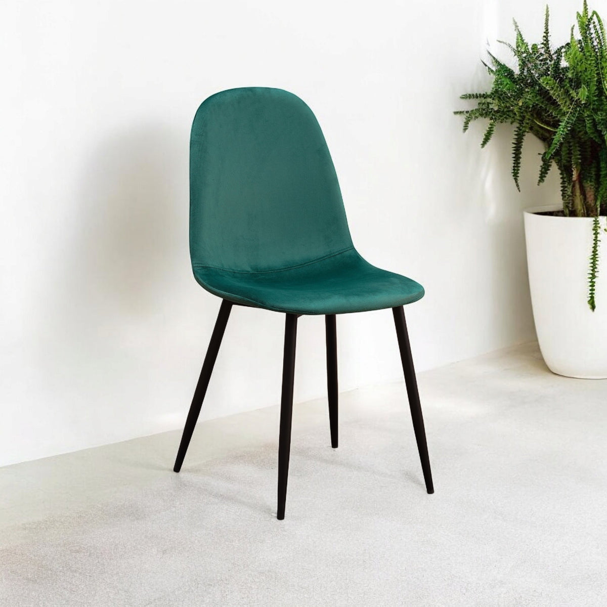 GREEN FABRIC CHAIR BLACK METAL LEGS