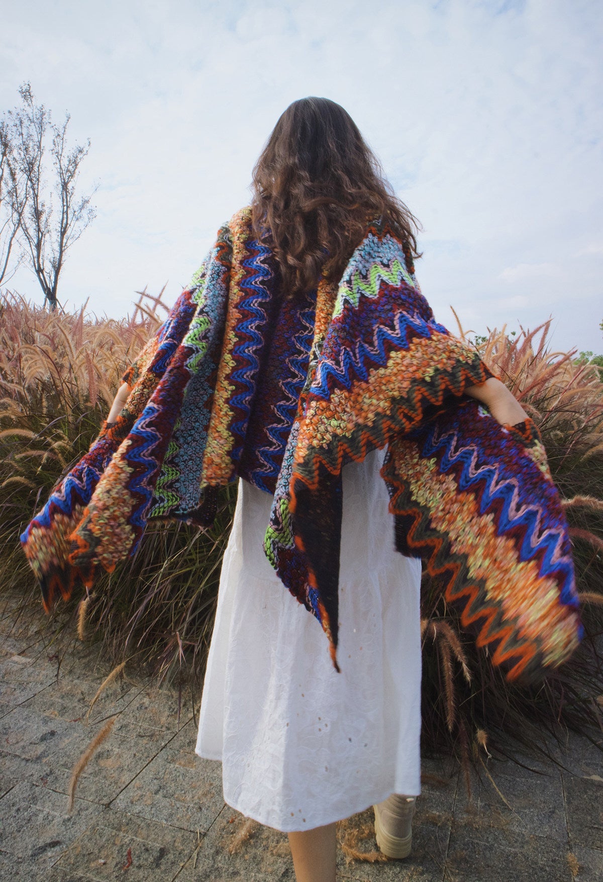 Ethnic Style Travel Shawl - Warm Vacation Photography Wrap for Women