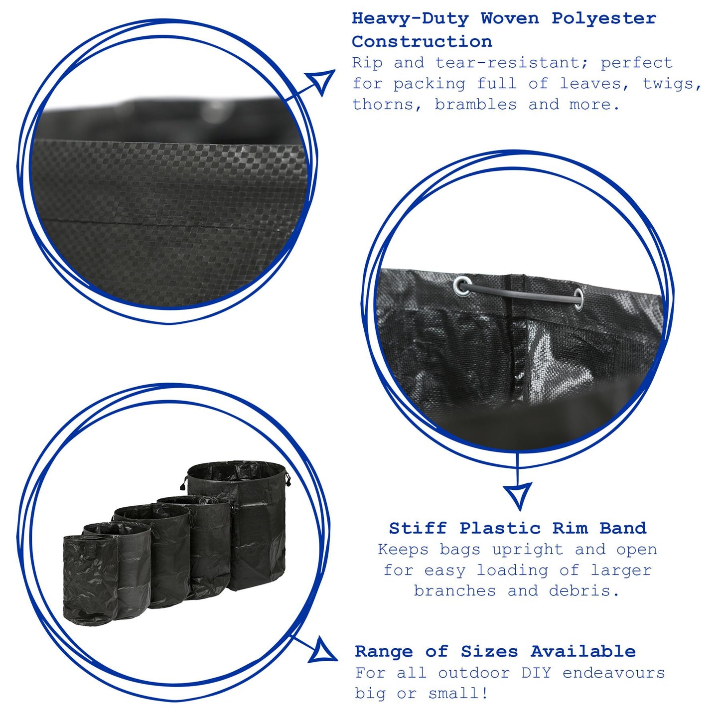 Heavy-Duty Garden Waste Bags - Black - Pack of 2