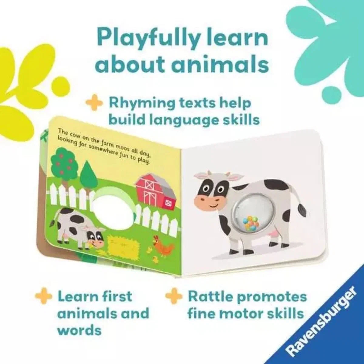Play+ Ready Steady Shake Rattle Book - First Animals