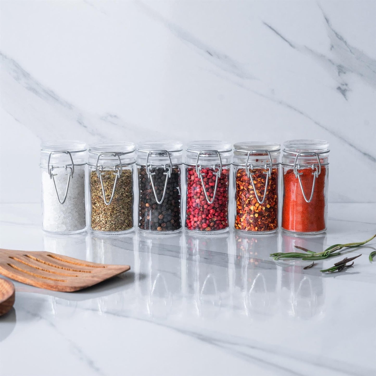 70ml Air tight Classic Glass Storage / Spice Jar + Four Free Coloured Seals