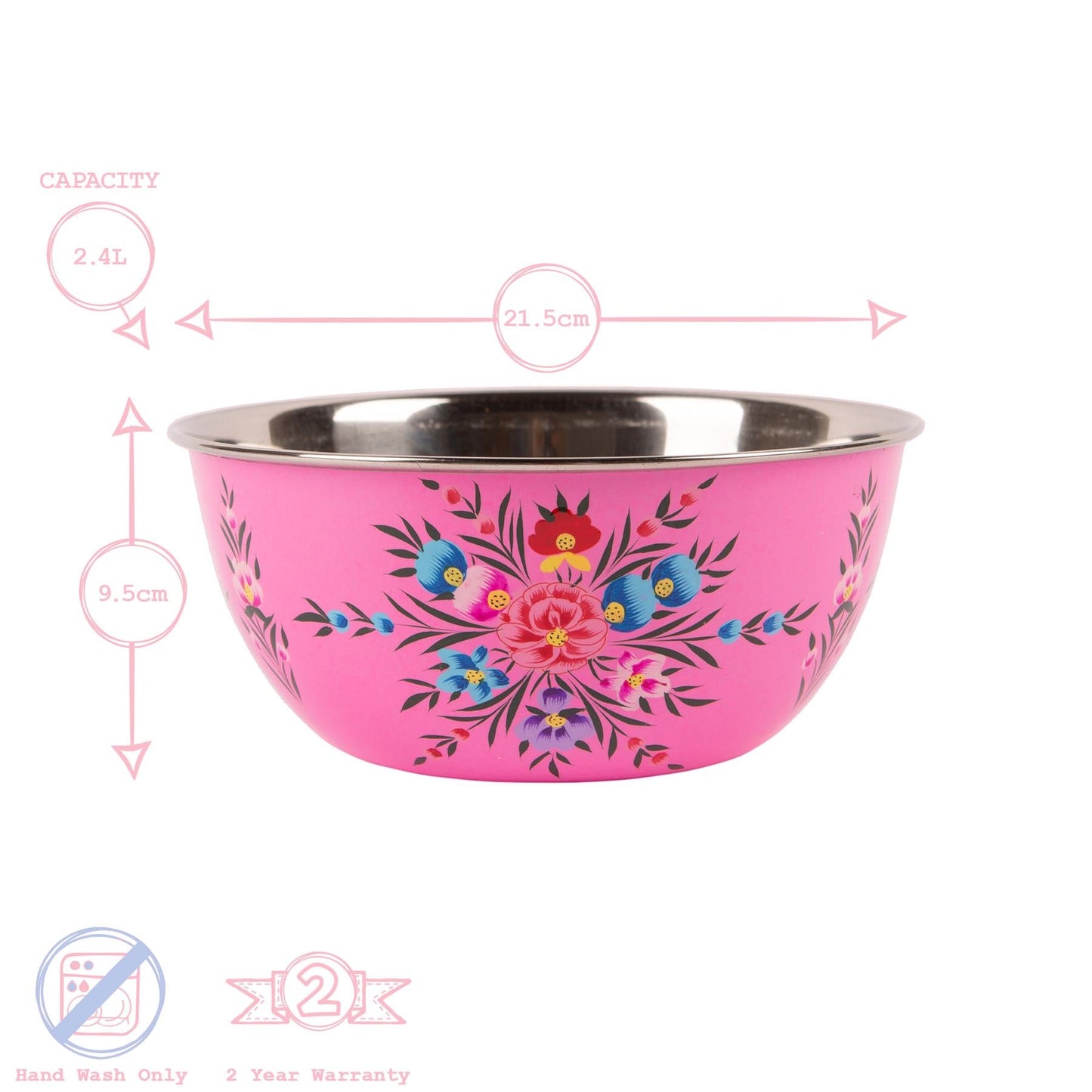 3pc Pansy Stainless Steel Picnic Bowl Set