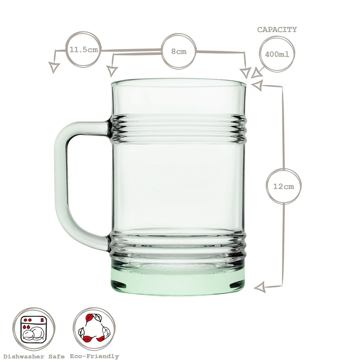 400ml Aware Tincan Recycled Glass Mugs - Green - Pack of Two