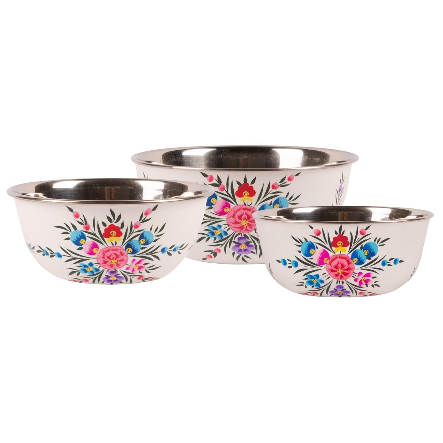 3pc Pansy Stainless Steel Picnic Bowl Set