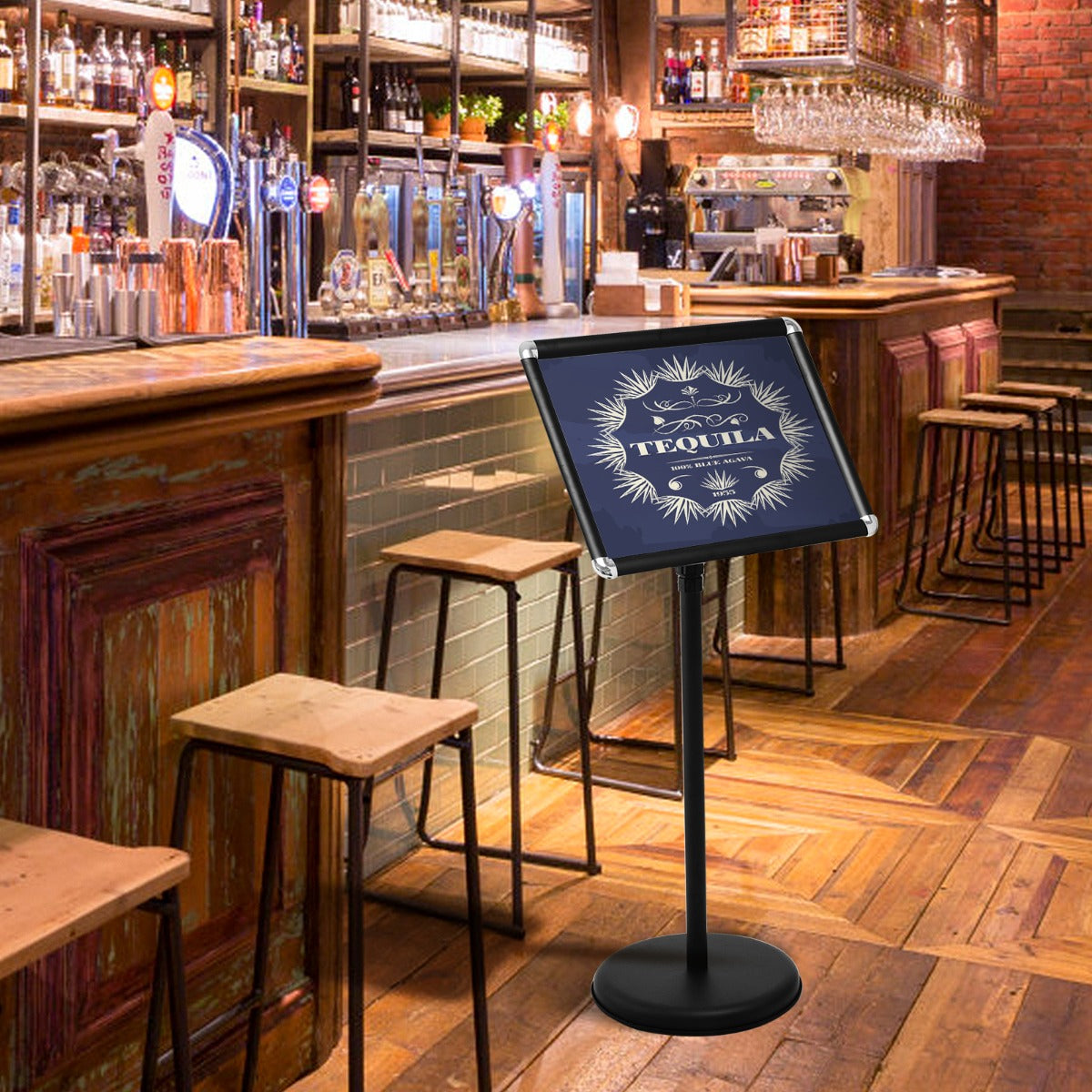 A3 Adjustable Poster Stand with Adjustable Height and 360° Rotation-Black