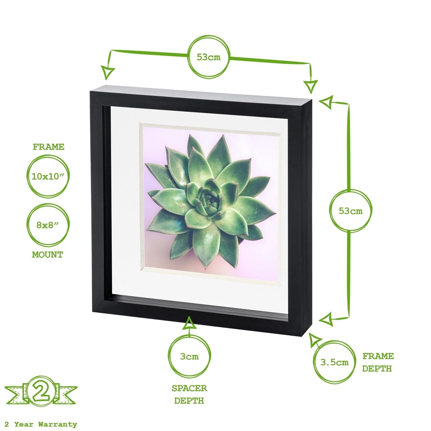 10" x 10" White 3D Box Photo Frame - with 8" x 8" Mount