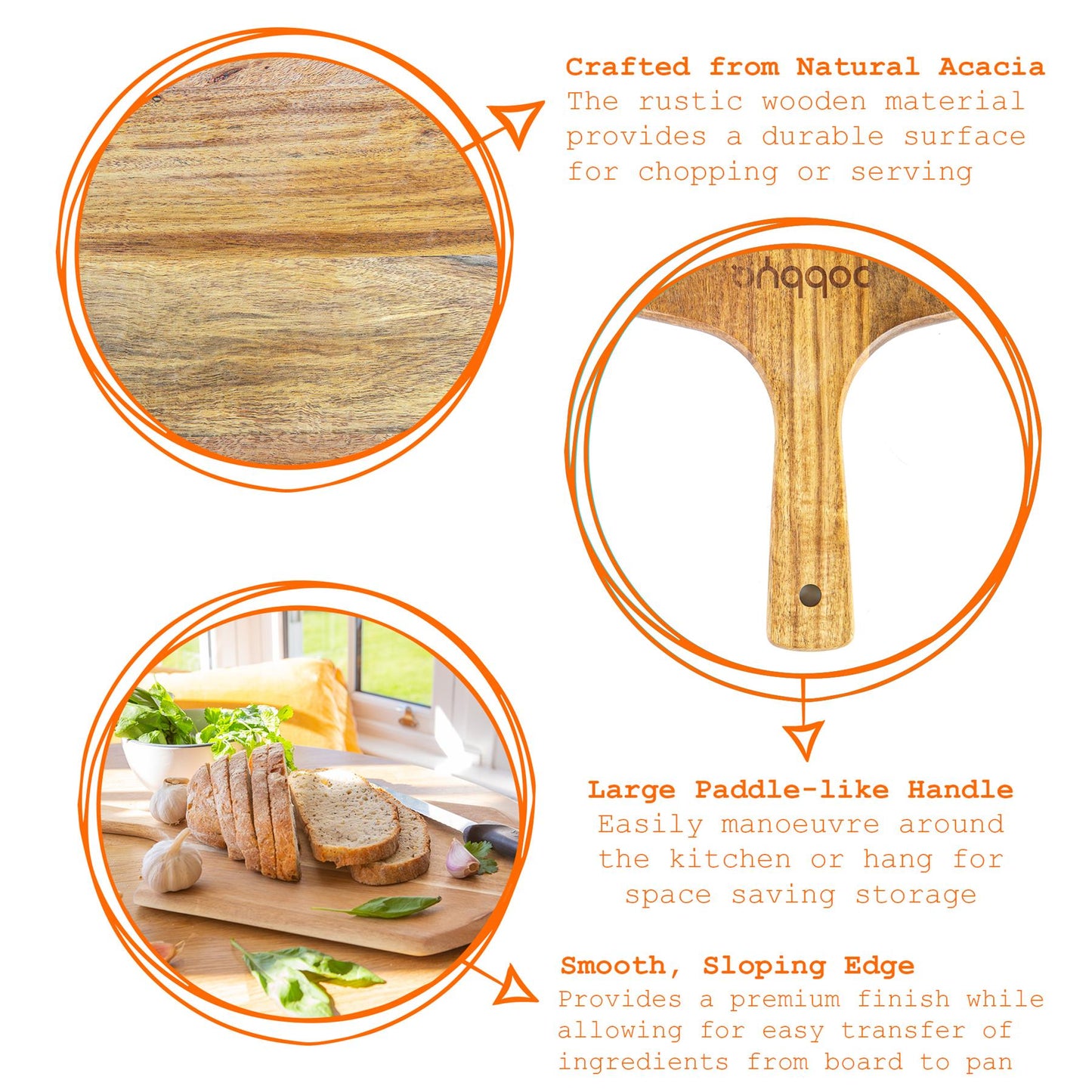 30 x 50cm Brown Wooden Chopping Board