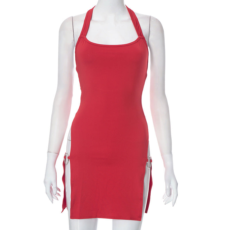 Backless Hollow-out Halter Women's Tight Dress