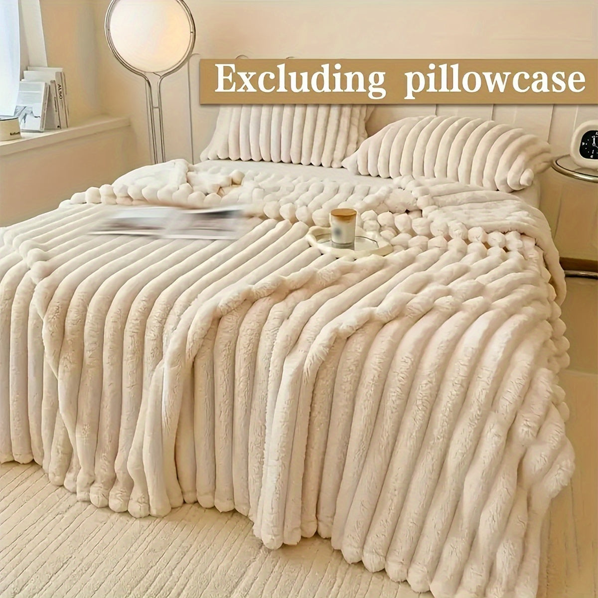 Luxurious Faux Rabbit Fur Double-Sided Throw Blanket - Warm, Soft & Cozy for Naps, Office, Outdoor Camping & Sofa Use - Machine Washable