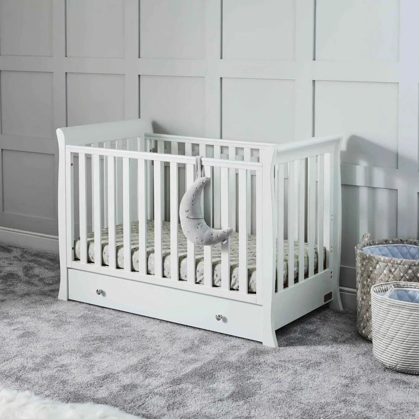 Ickle Bubba Snowdon Mini Cot Bed White - Without Mattress