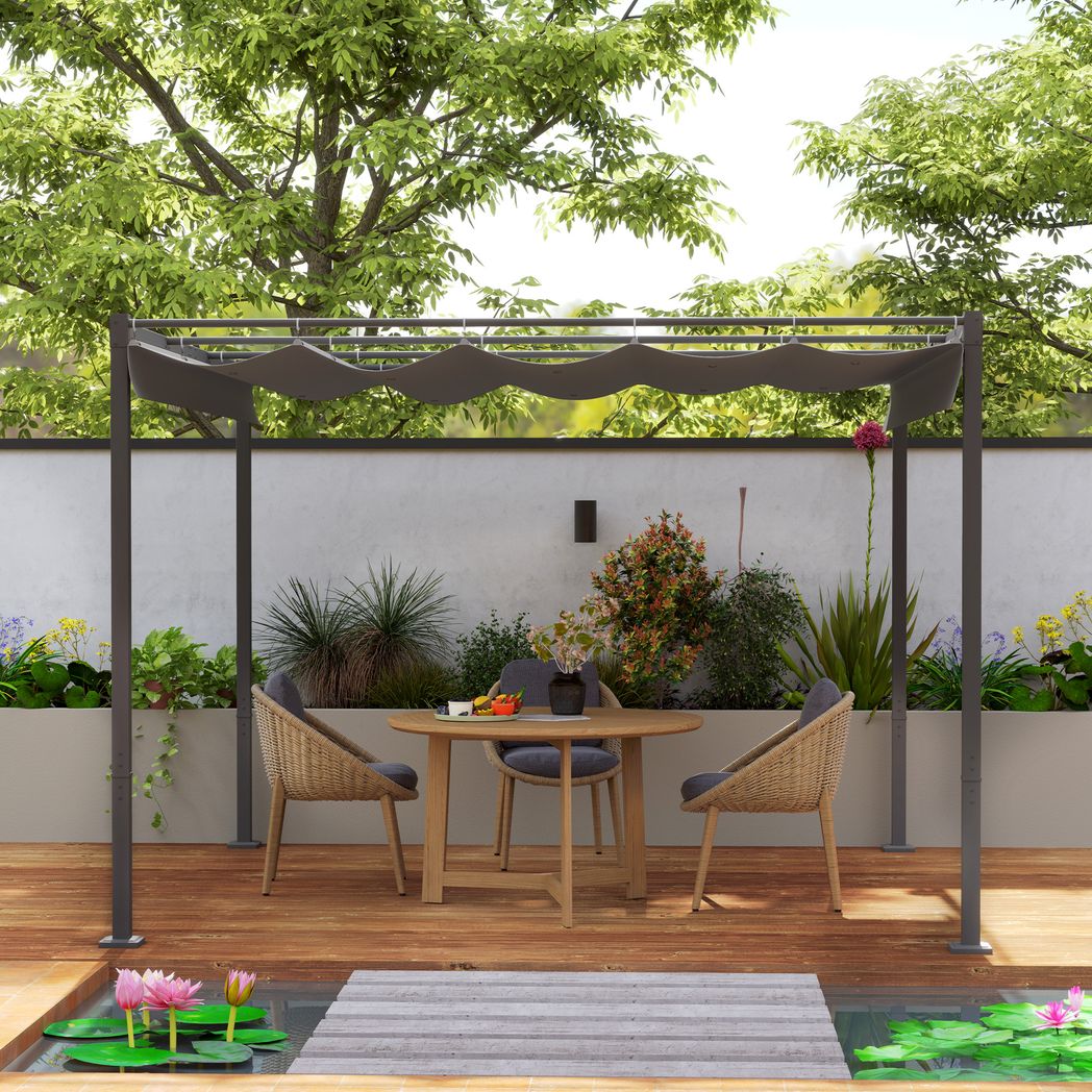 Outsunny 3 x 3(m) Garden Pergola with Retractable Roof, UPF30+