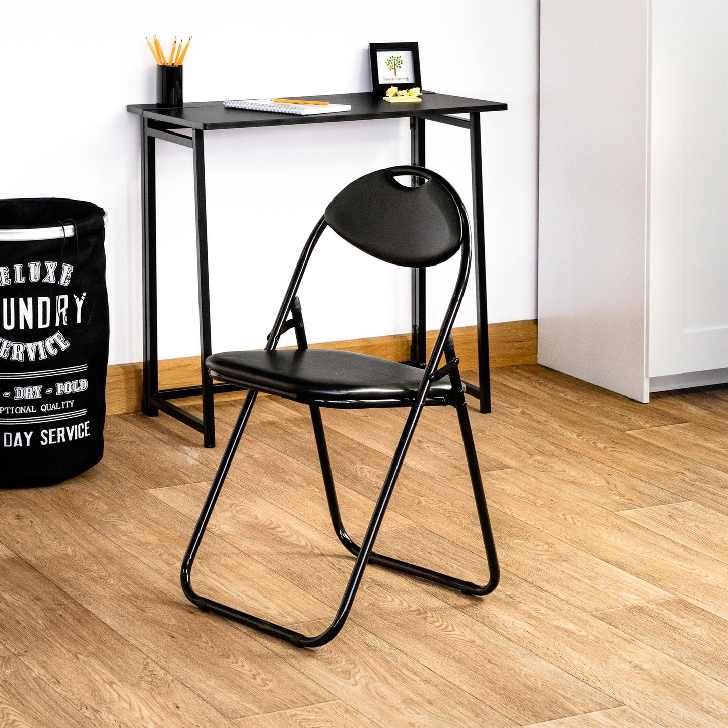 Black Curved Black Framed Padded Folding Chair - Pack of Six