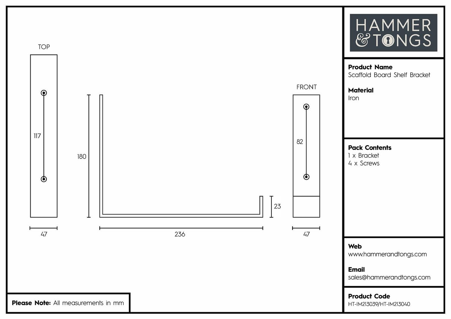 235mm Scaffold Board Iron Shelf Bracket