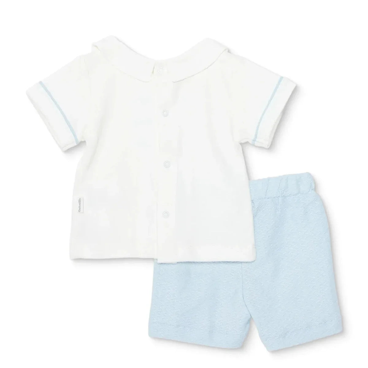 Bebetto Boys T-shirt & Shorts Set Snap Fastening Little Boss Shirt Collar Short Length Short Sleeve - Blue