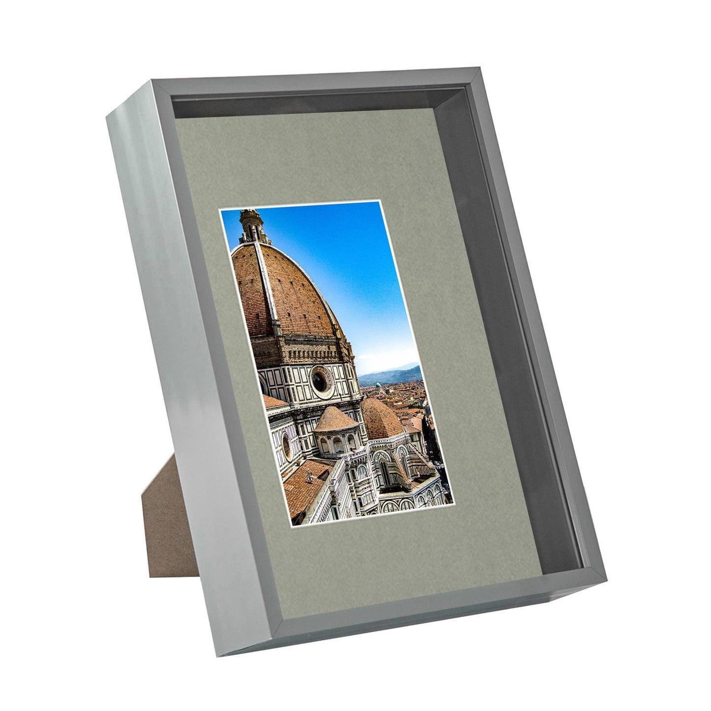 Grey A4 (8" x 12") 3D Deep Box Frame with A5 Mount