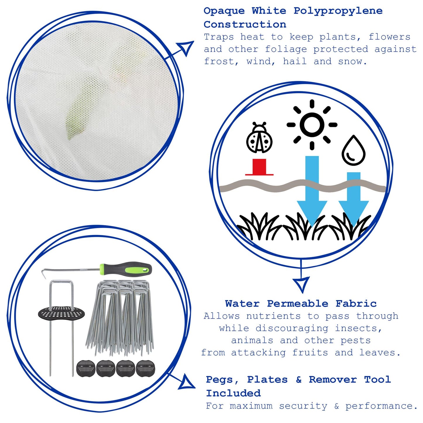 30gsm Plant Fleece Frost Protection Set with Pegs & Plates