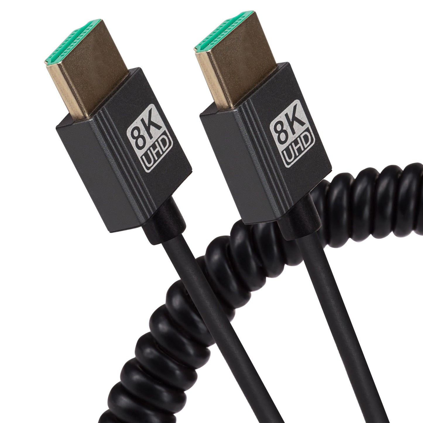 Maplin HDMI to HDMI 8K Ultra HD Coiled Cable - Black, 1m