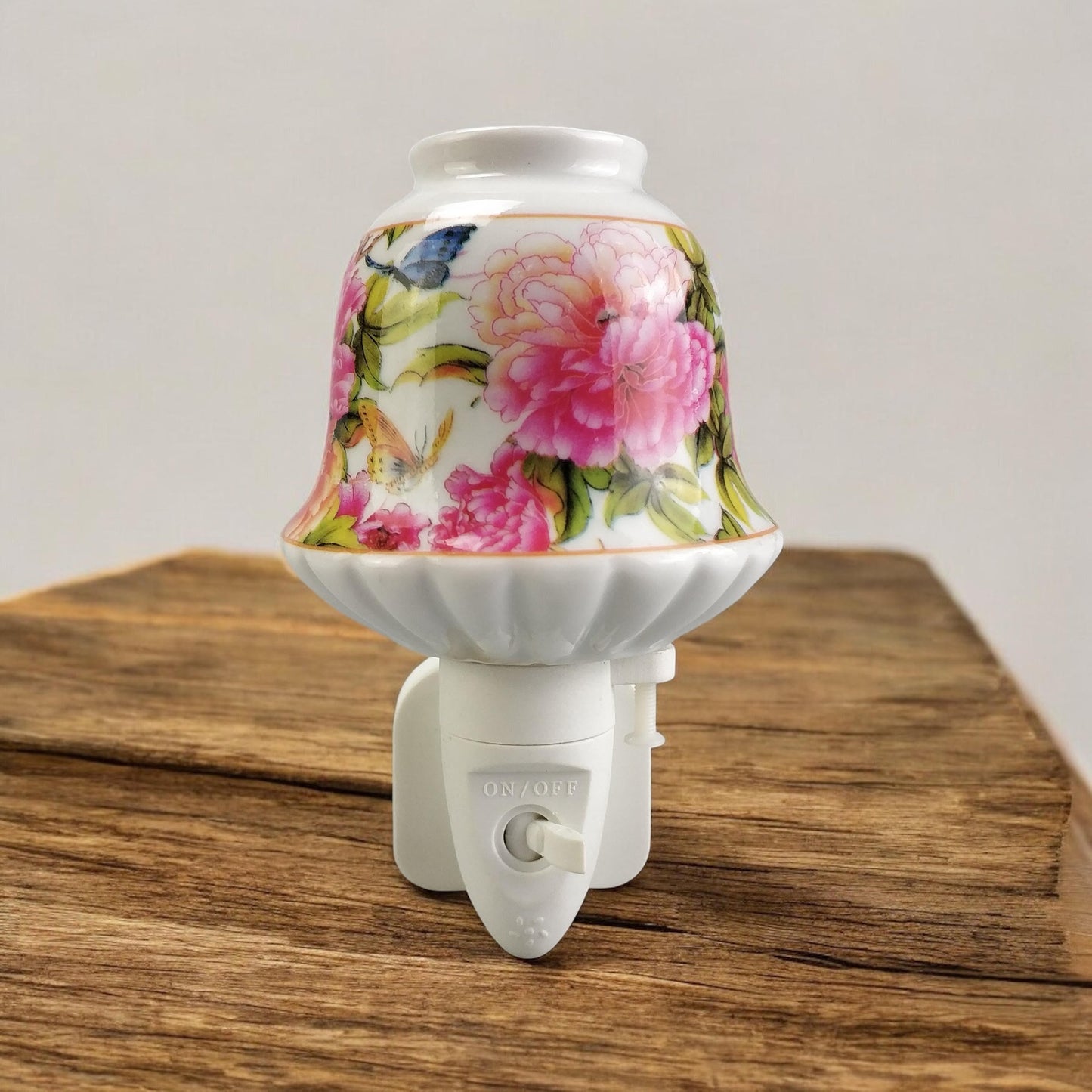8 INCH FLORAL LED NIGHTLIGHT PINK AND GREEN