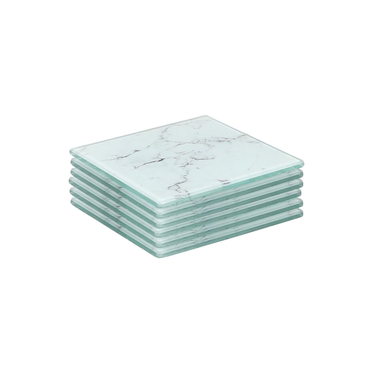 Square Glass Coasters - Marble - Pack of 6