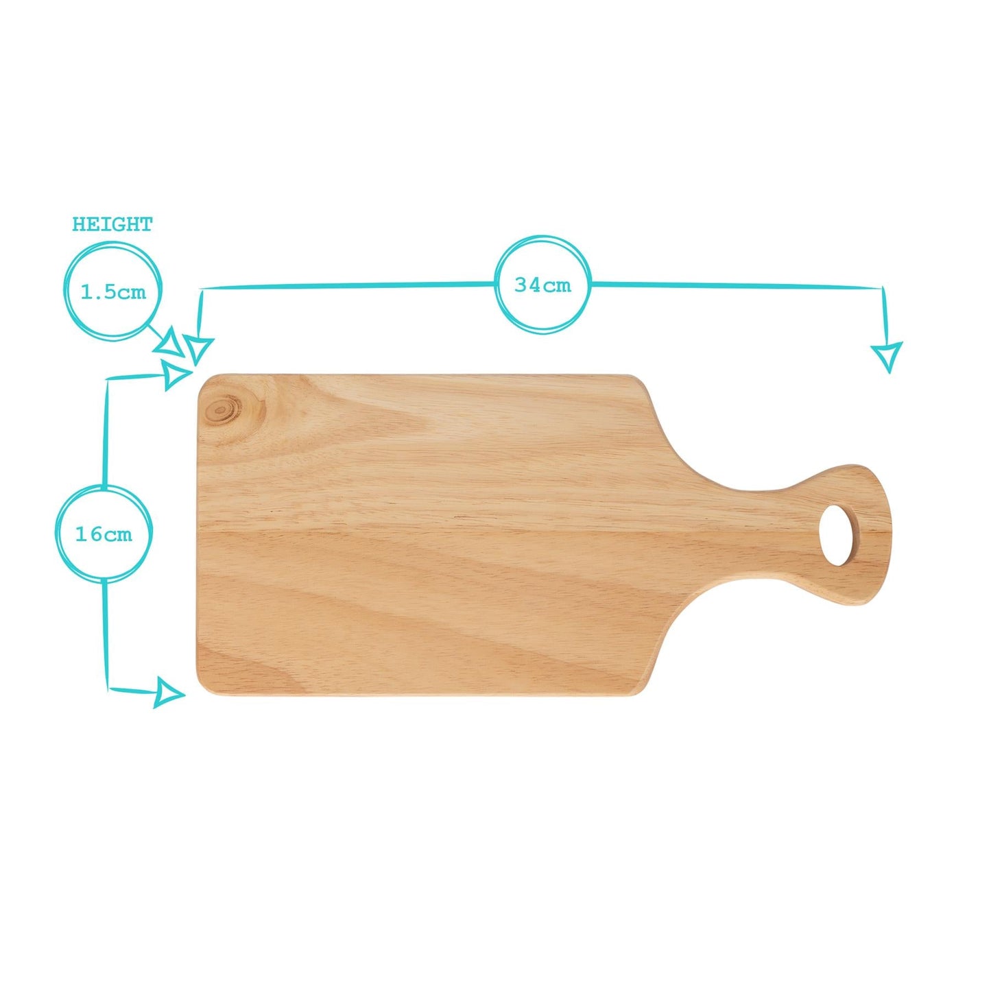 34cm x 16cm Wooden Chopping Board with Handle