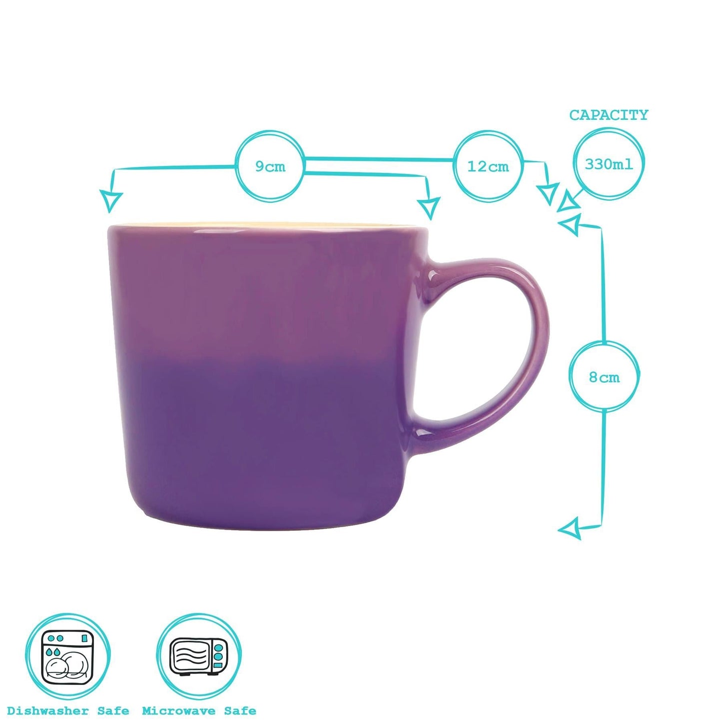 330ml Purple New Bone China Ombre Mugs - Pack of Six
