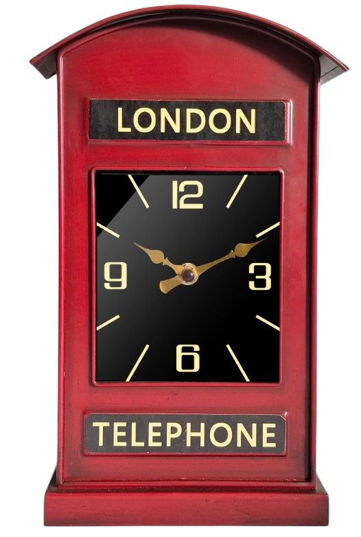 30CM TABLE CLOCK Telephone Box