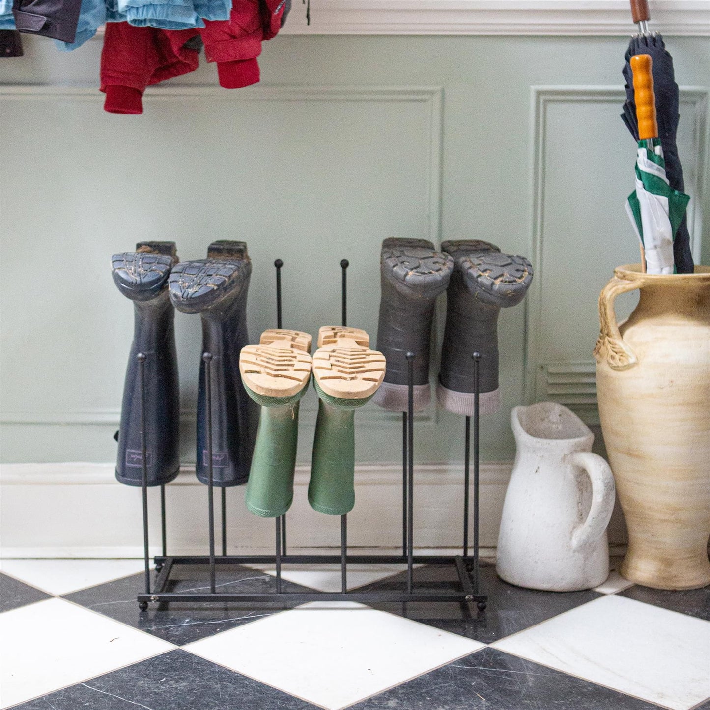 6 Pair Steel Wellington Boot Rack
