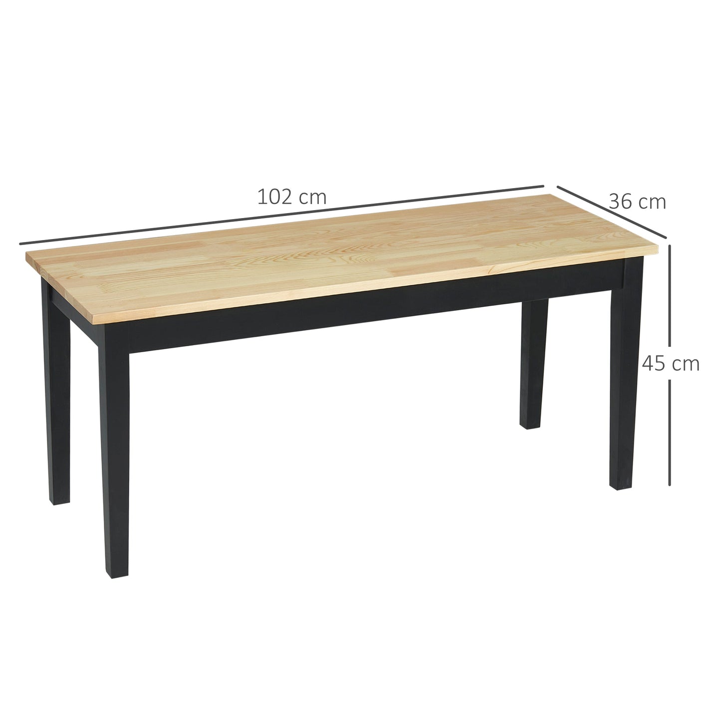 HOMCOM Wood Dining Bench Wooden Bench for 2 People, Black