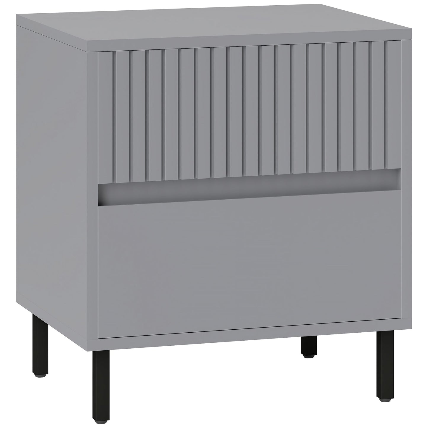 HOMCOM Bedside Table with 2 Drawers and Steel Legs for Bedroom