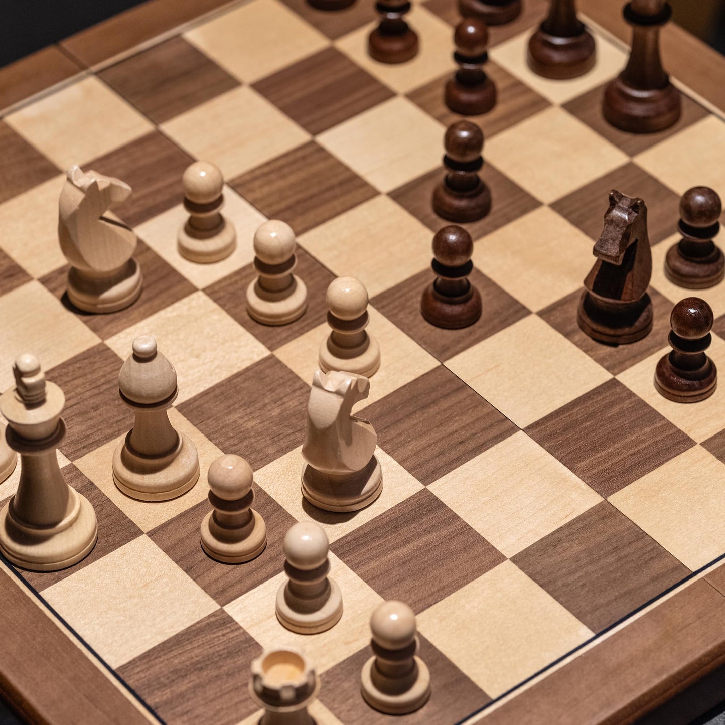 A&A 15" Magnetic Wooden Chess Set – Handmade Staunton Pieces, 3" King Height, 2 Extra Queens, Folding Travel Board