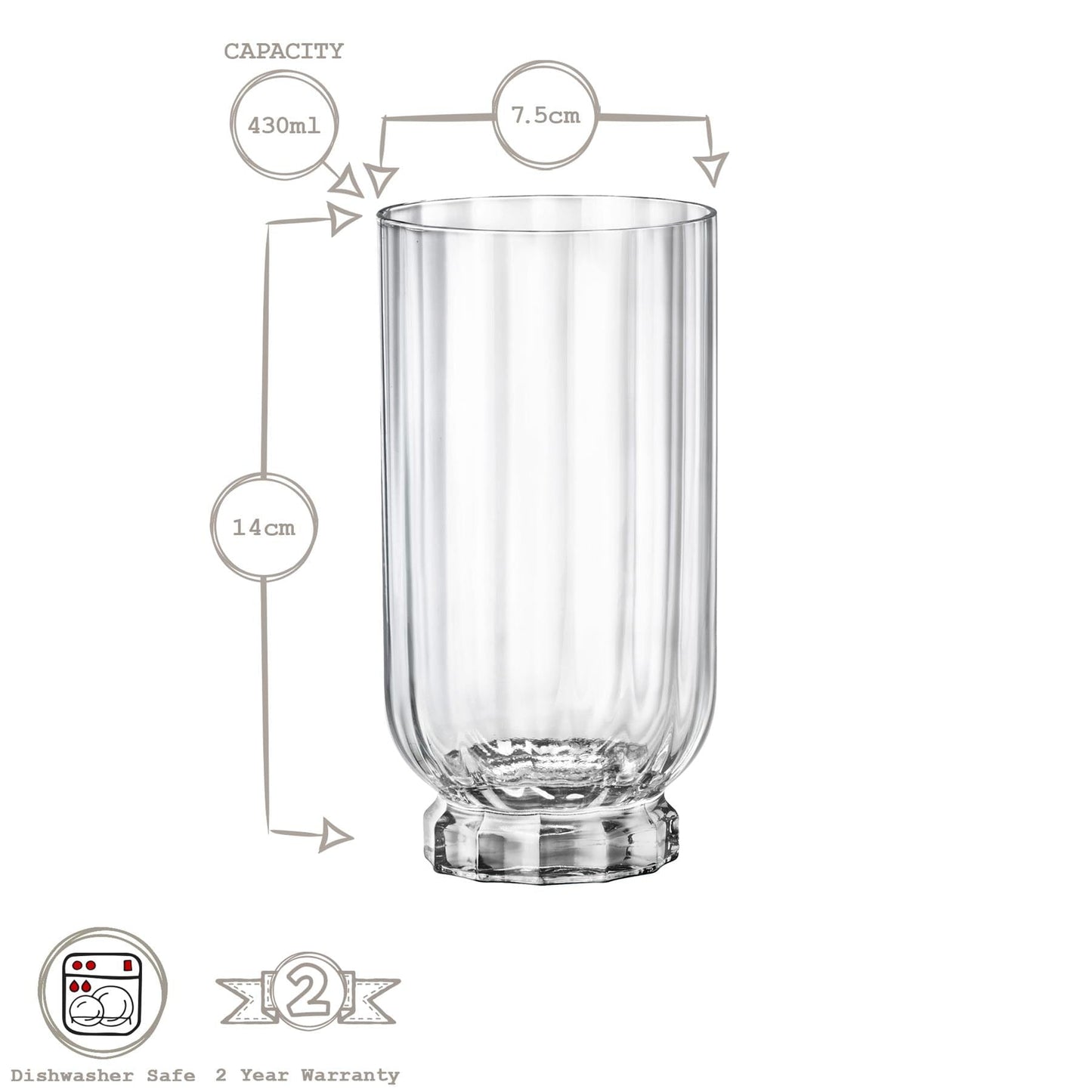430ml Florian Highball Glasses - Pack of Six