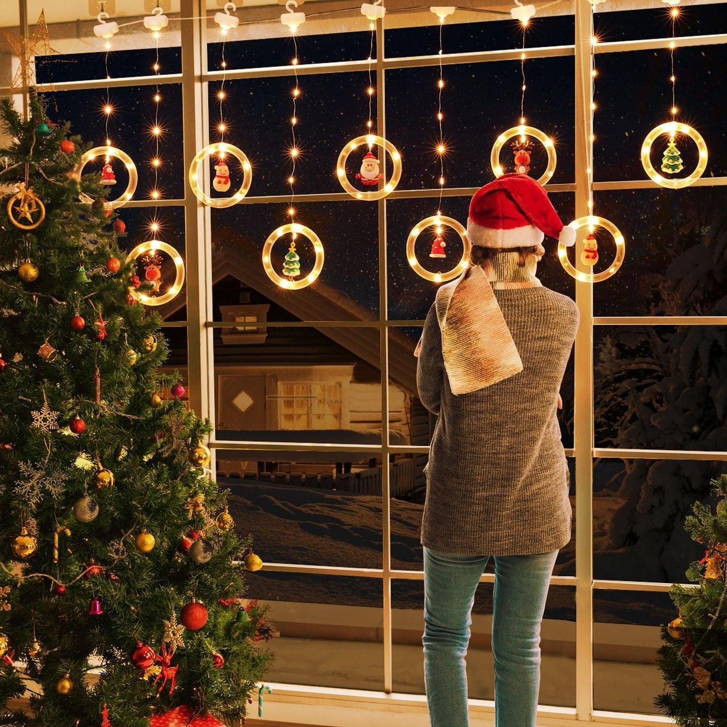 LED Christmas Curtain Lights, Indoor Scene Decoration, Creative Curtain Lights, Christmas Atmosphere Flashing Lights