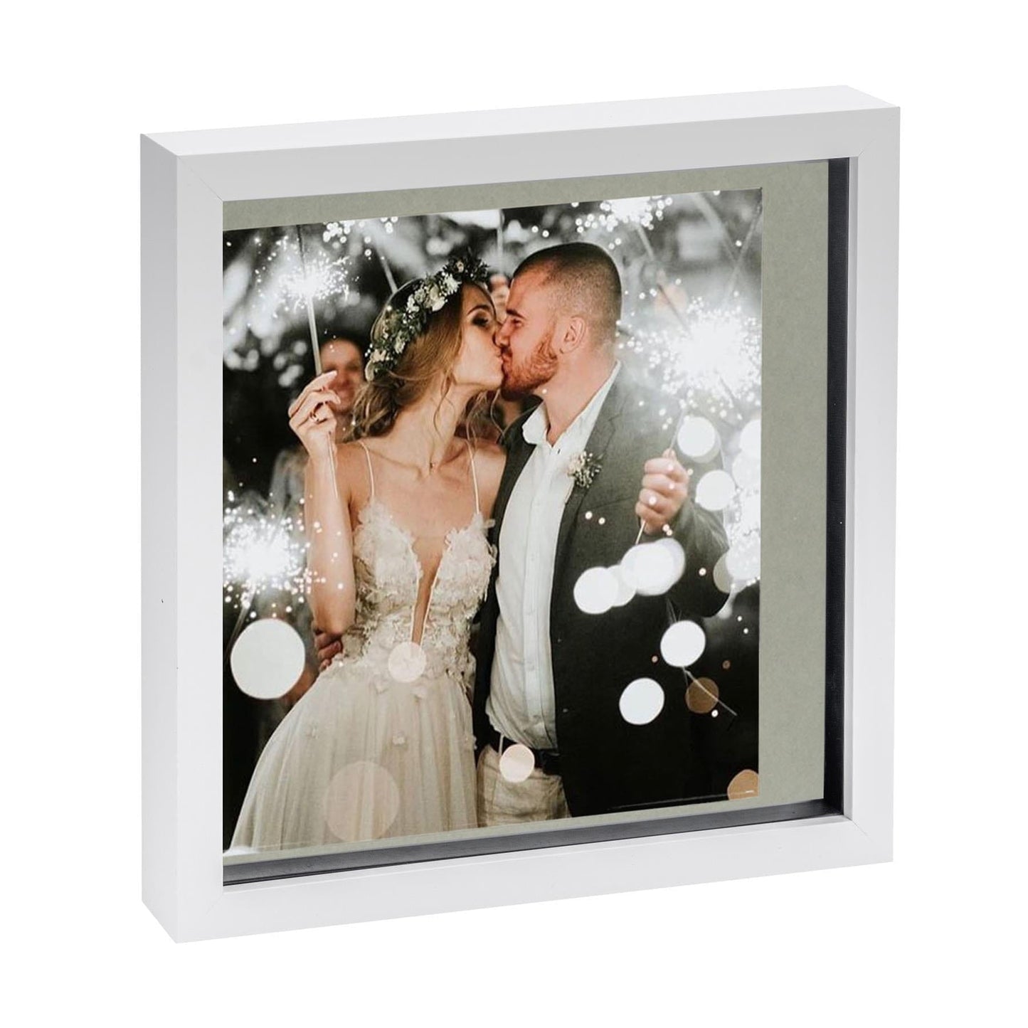 10" x 10" White 3D Box Photo Frame - with 8" x 8" Mount