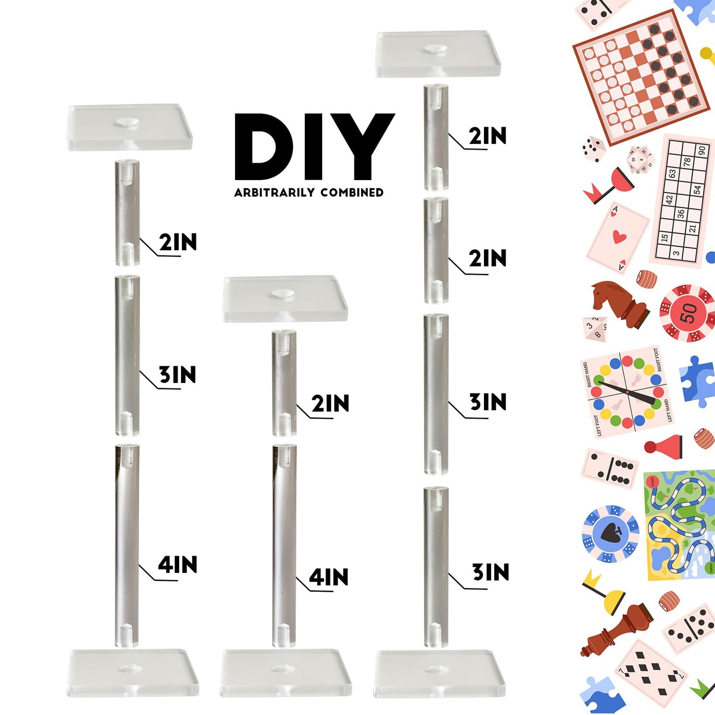 AAiphuwew 3pcs Combat Risers for Flying Miniatures – Adjustable Height Tabletop Riser Set