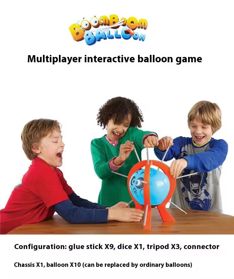 AALFA Balloon Blast Party Game Set – Family Tabletop Fun with 10 Balloons, 9 Sticks, Dice, Stand, Red Frame