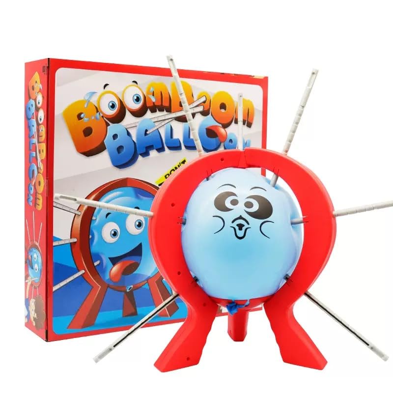 AALFA Balloon Blast Party Game Set – Family Tabletop Fun with 10 Balloons, 9 Sticks, Dice, Stand, Red Frame